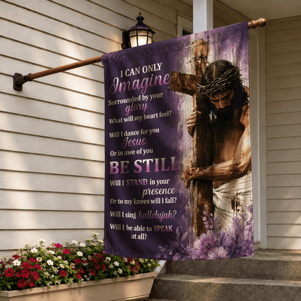 I Can Only Imagine Purple Jesus Cross God Worship Flag