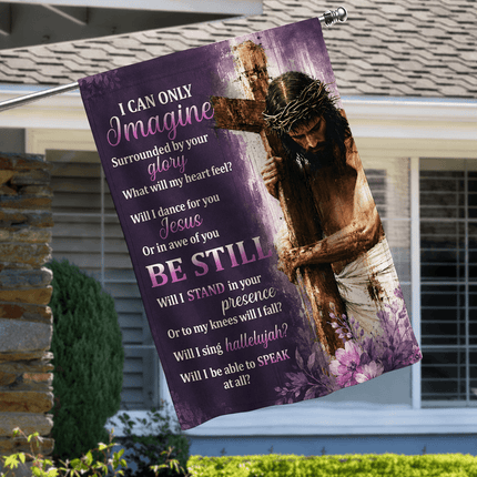 I Can Only Imagine Purple Jesus Cross God Worship Flag