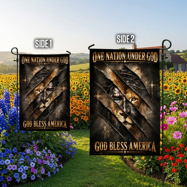 SP-01 God Bless America One Nation Under God Lion of Judah Garden Flag Religious Celebrations
