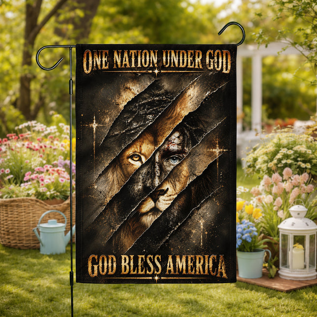 SP-01 God Bless America One Nation Under God Lion of Judah Garden Flag Religious Celebrations