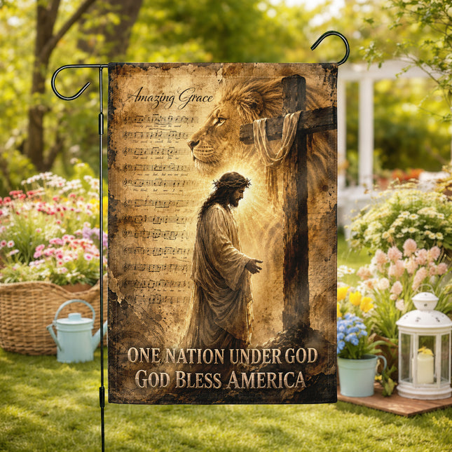 SP-01 Glowing Cross Garden Flag Jesus Savior Redeemer Christian Decor