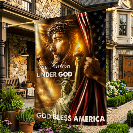 SP-01 One Nation Under God Flag Crown of Thorns Independence Day