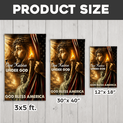 One Nation Under God God Bless America Jesus Lion Flag