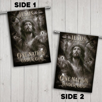 Jesus Is My Savior Monochrome One Nation Under God Flag