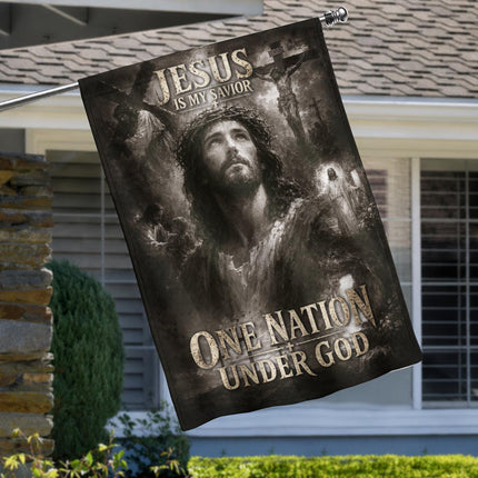 Jesus Is My Savior Monochrome One Nation Under God Flag
