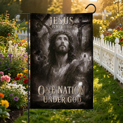 Jesus Is My Savior Monochrome One Nation Under God Flag