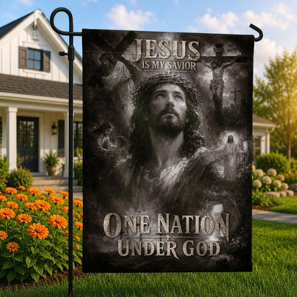 Jesus Is My Savior Monochrome One Nation Under God Flag