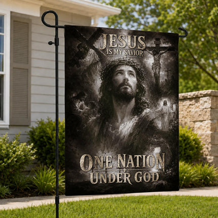 Jesus Is My Savior Monochrome One Nation Under God Flag