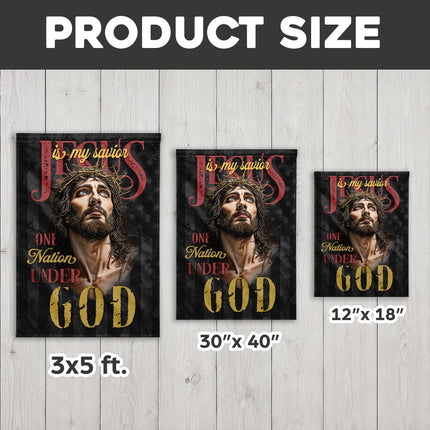 Jesus Is My Savior Grunge Portrait One Nation Under God Flag