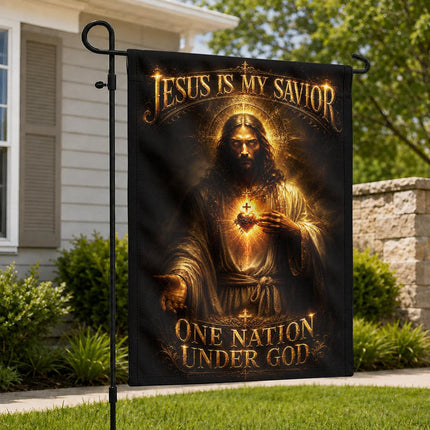 Jesus Is My Savior Sacred Heart One Nation Under God Flag