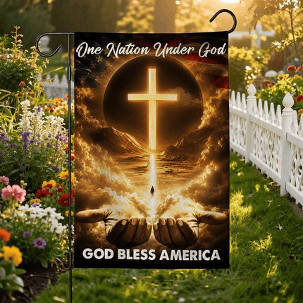 One Nation Under God Cross God Bless America Flag