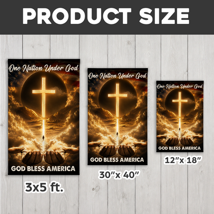 SP-01 God Bless Garden Flag One Nation Under God Christian Cross Memorial Services