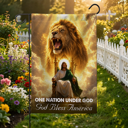 SP-01 Lion of Judah Flag One Nation Under God Jesus King Garden Flag Christian Gatherings
