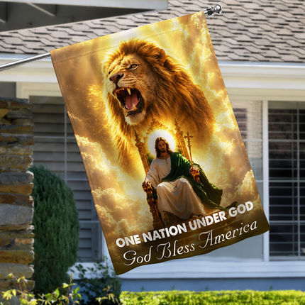 SP-01 Lion of Judah Flag One Nation Under God Jesus King Garden Flag Christian Gatherings
