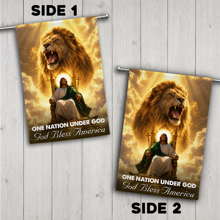 SP-01 Lion of Judah Flag One Nation Under God Jesus King Garden Flag Christian Gatherings