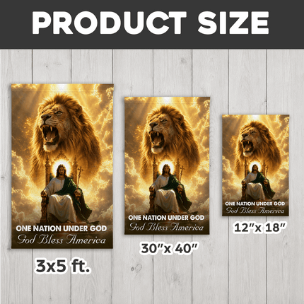 One Nation Under God God Bless America Throne Lion Flag