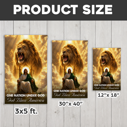 SP-01 Lion of Judah Flag One Nation Under God Jesus King Garden Flag Christian Gatherings