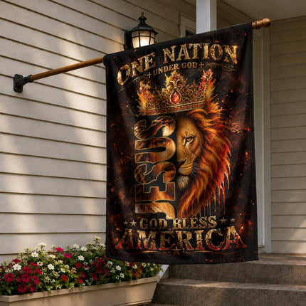 SP-01 God Bless America Flag One Nation Under God Christian Memorial Day Garden Decor