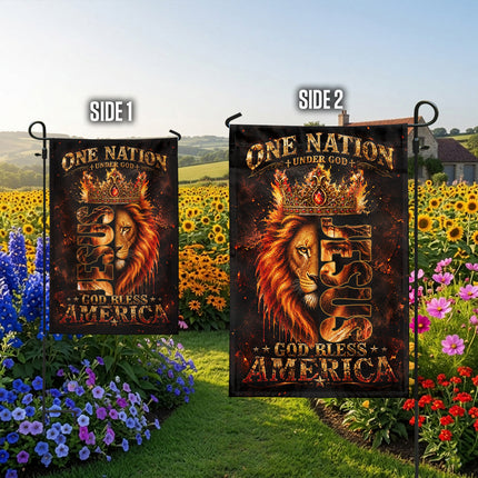 SP-01 God Bless America Flag One Nation Under God Christian Memorial Day Garden Decor