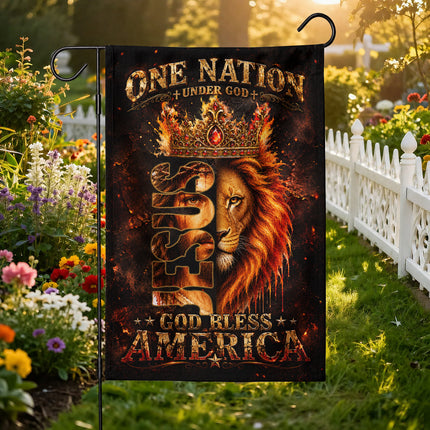 SP-01 God Bless America Flag One Nation Under God Christian Memorial Day Garden Decor