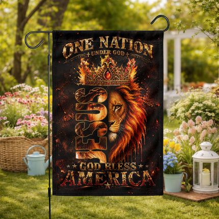 SP-01 God Bless America Flag One Nation Under God Christian Memorial Day Garden Decor