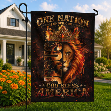 SP-01 God Bless America Flag One Nation Under God Christian Memorial Day Garden Decor