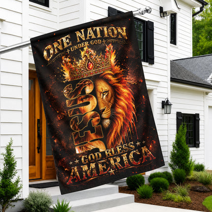 SP-01 God Bless America Flag One Nation Under God Christian Memorial Day Garden Decor