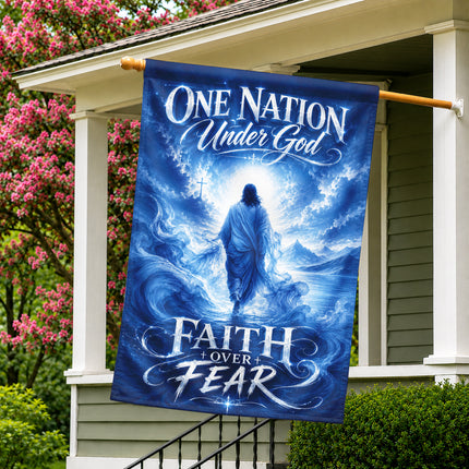 Faith Over Fear Christian Flag One Nation Under God Jesus Water Design