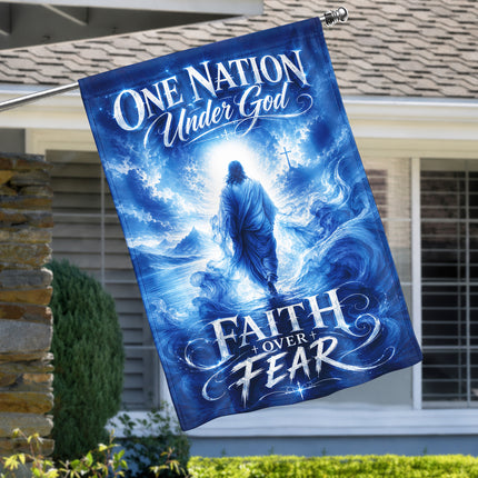 Faith Over Fear Christian Flag One Nation Under God Jesus Water Design