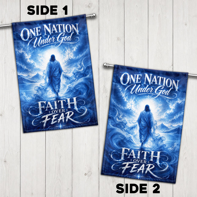Faith Over Fear Christian Flag One Nation Under God Jesus Water Design