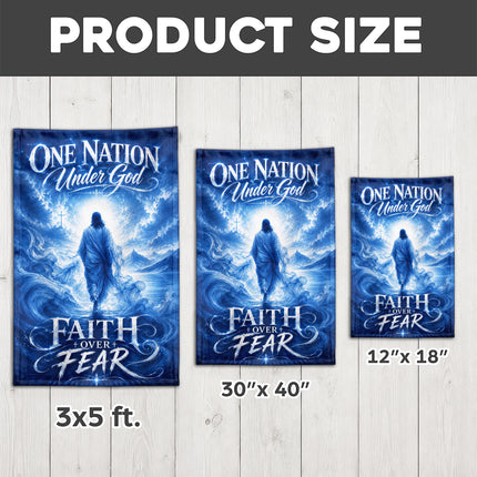 SP-01 Faith Over Fear Flag One Nation Under God Memorial Day Christian Patriotic Garden Decor