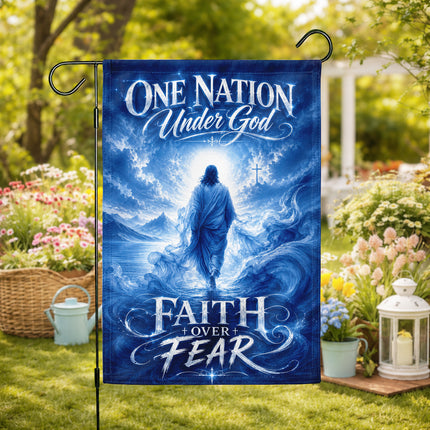 Faith Over Fear Christian Flag One Nation Under God Jesus Water Design