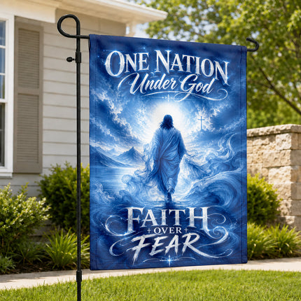 Faith Over Fear Christian Flag One Nation Under God Jesus Water Design