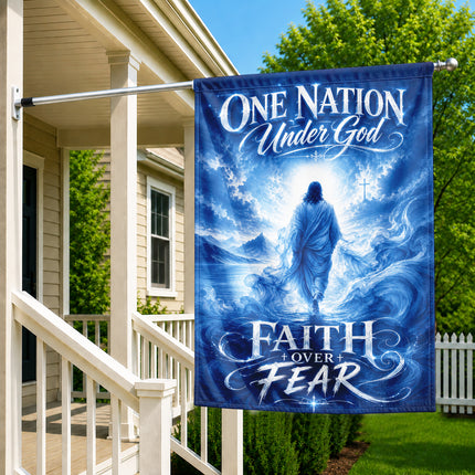 Faith Over Fear Christian Flag One Nation Under God Jesus Water Design