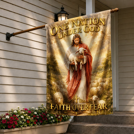 SP-01 American Patriot Gift Flag One Nation Under God Faith Over Fear