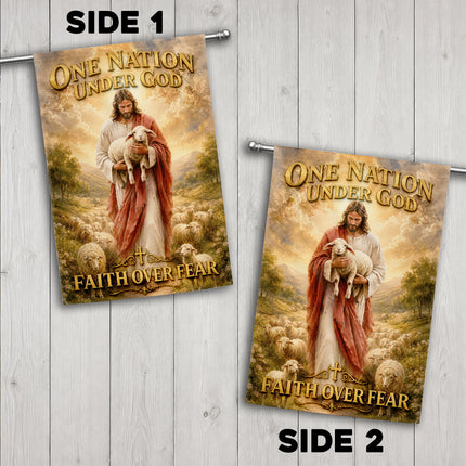 SP-01 American Patriot Gift Flag One Nation Under God Faith Over Fear