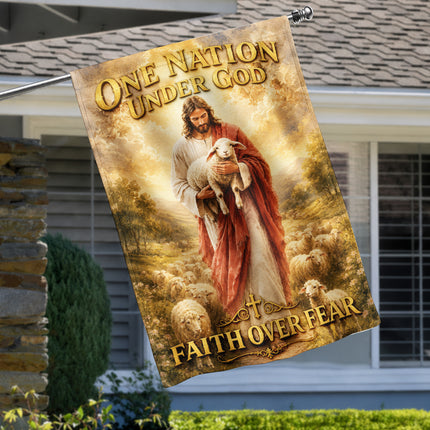 SP-01 American Patriot Gift Flag One Nation Under God Faith Over Fear