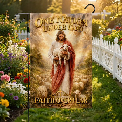 SP-01 American Patriot Gift Flag One Nation Under God Faith Over Fear
