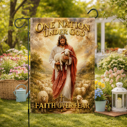 SP-01 American Patriot Gift Flag One Nation Under God Faith Over Fear