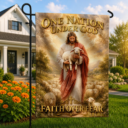 SP-01 American Patriot Gift Flag One Nation Under God Faith Over Fear