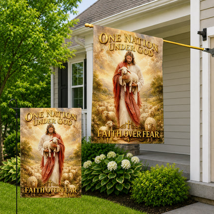 SP-01 American Patriot Gift Flag One Nation Under God Faith Over Fear
