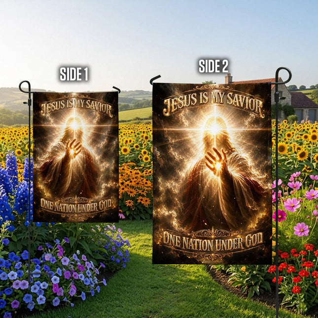 Jesus Is My Savior Radiant Hand One Nation Under God Flag