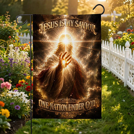 Jesus Is My Savior Radiant Hand One Nation Under God Flag