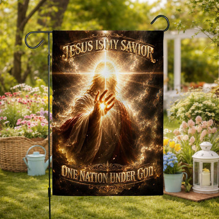 Jesus Is My Savior Radiant Hand One Nation Under God Flag