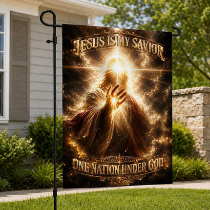 Jesus Is My Savior Radiant Hand One Nation Under God Flag