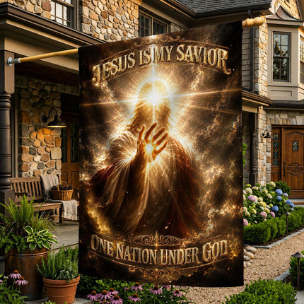Jesus Is My Savior Radiant Hand One Nation Under God Flag