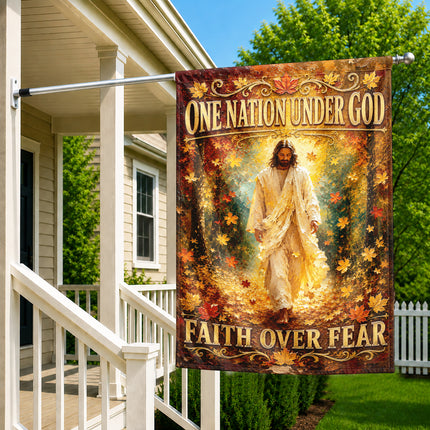 SP-01 Christian Yard Flag Jesus Faith Over Fear One Nation Under God Church Events