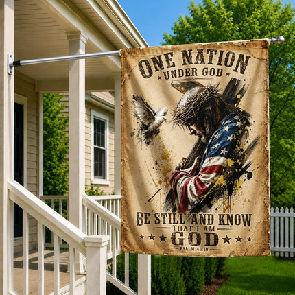 One Nation Under God Be Still And Know That I Am God Carrying Cross Flag