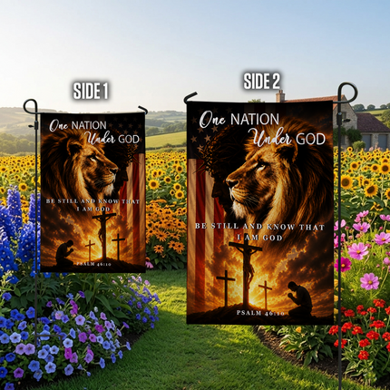 SP-01 Christian Blessing Flag One Nation Under God Psalm 46 10 Garden Flag Religious Festival