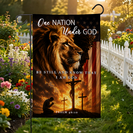 SP-01 Christian Blessing Flag One Nation Under God Psalm 46 10 Garden Flag Religious Festival